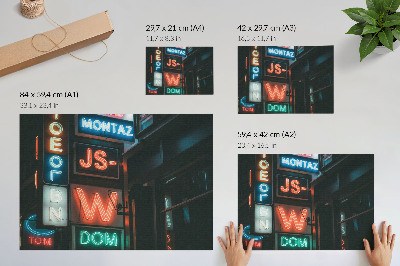 Poster retro Semne neon colorate, atmosferă de seară