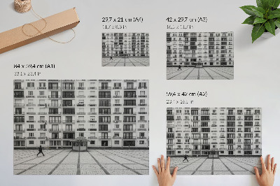 Poster pentru perete O clădire modernă cu balcoane și o piață