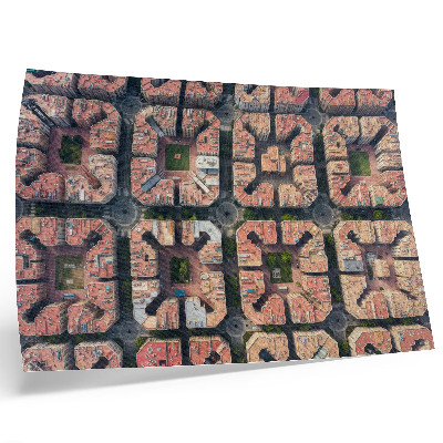 Poster retro Aranjament geometric în culori neutre, oraș