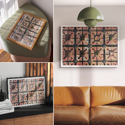 Poster retro Aranjament geometric în culori neutre, oraș