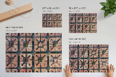 Poster retro Aranjament geometric în culori neutre, oraș