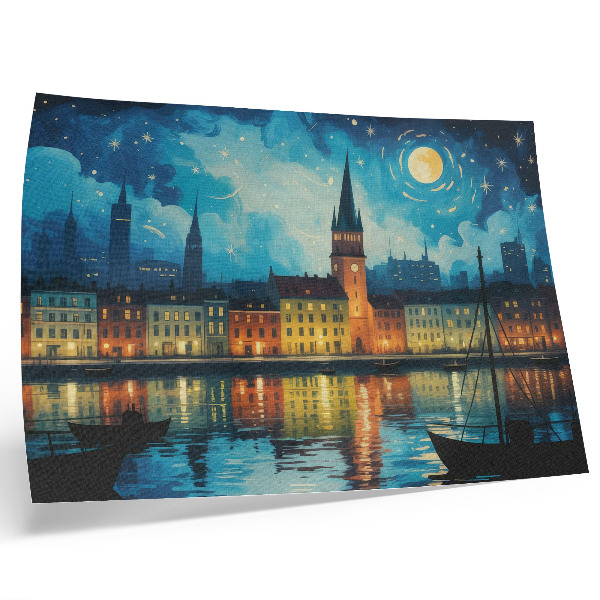 Poster pentru perete Reflecții ale orașului nocturn, strălucire lampă cu apă
