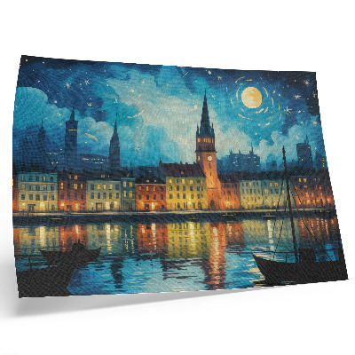 Poster pentru perete Reflecții ale orașului nocturn, strălucire lampă cu apă