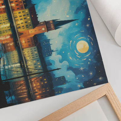 Poster pentru perete Reflecții ale orașului nocturn, strălucire lampă cu apă