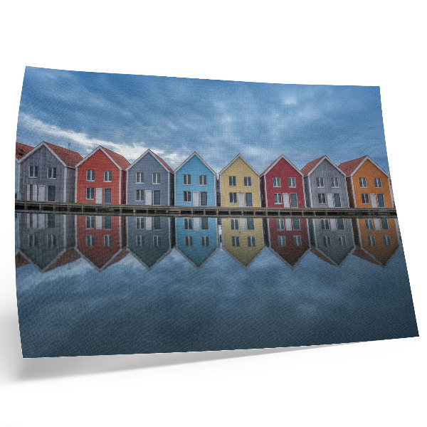 Poster retro Case colorate în stil modern, simetrie