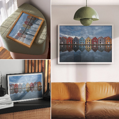 Poster retro Case colorate în stil modern, simetrie