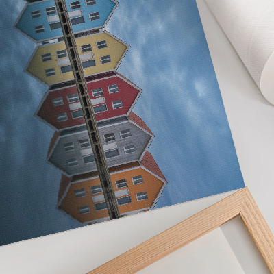 Poster retro Case colorate în stil modern, simetrie