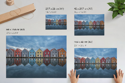 Poster retro Case colorate în stil modern, simetrie
