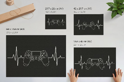 Poster Temă minimalistă de jocuri, inimă alb-negru