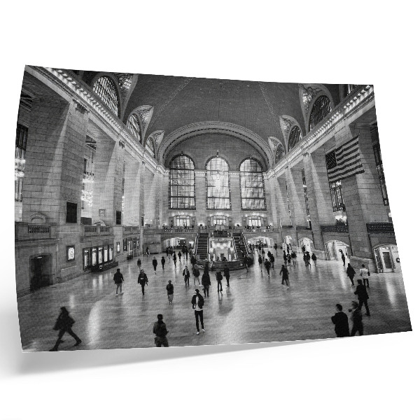 Poster retro Interior elegant cu ferestre mari și scară centrală