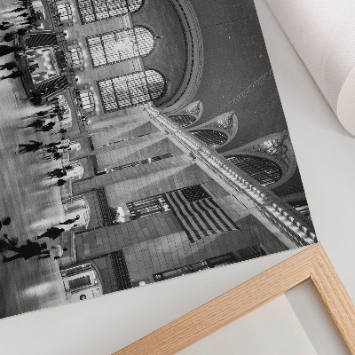 Poster retro Interior elegant cu ferestre mari și scară centrală