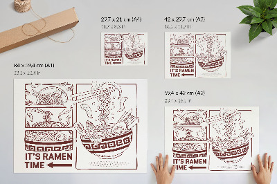 Poster retro Ramen în stil benzi desenate cu abur