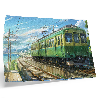 Poster Tren ilustrativ într-un peisaj de pe litoral