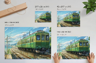 Poster Tren ilustrativ într-un peisaj de pe litoral
