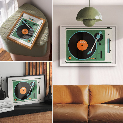 Poster pentru perete Gramofon retro cu culori geometrice contrastante