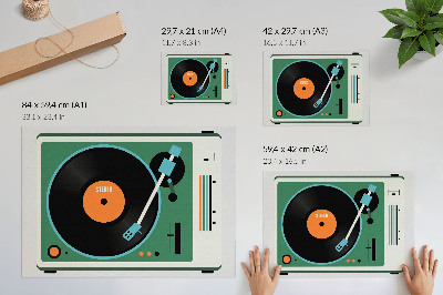 Poster pentru perete Gramofon retro cu culori geometrice contrastante