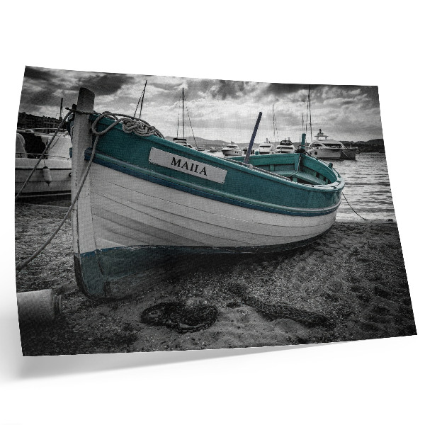 Poster retro Barcă pe plajă, pace, vis, aventură