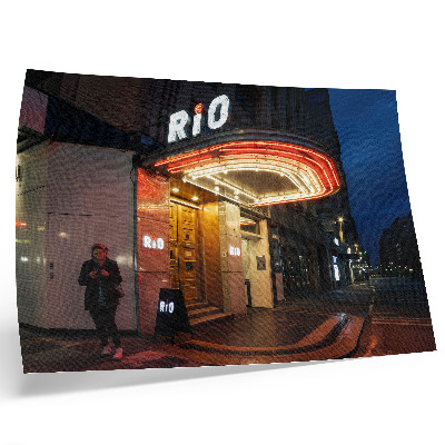 Poster Lumini neon retro cinema crem roșu