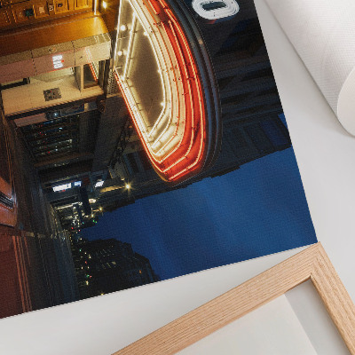 Poster Lumini neon retro cinema crem roșu