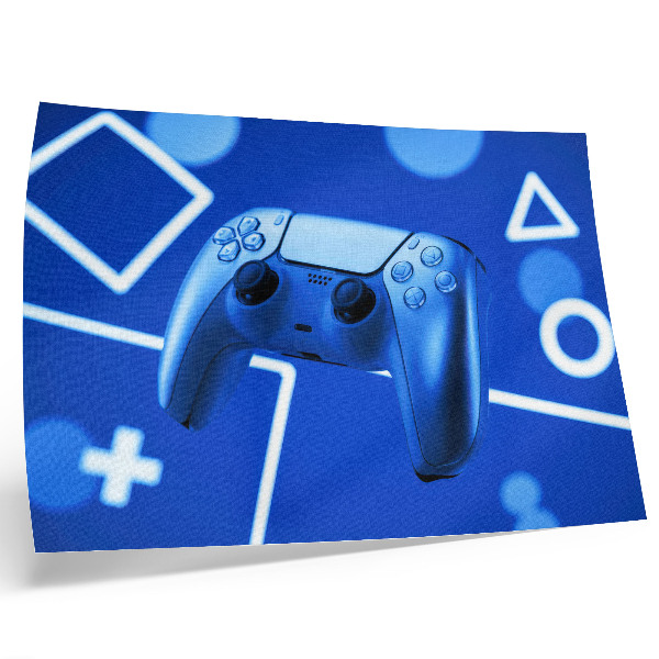 Poster retro Fundal geometric albastru pentru controler de joc