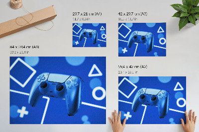 Poster retro Fundal geometric albastru pentru controler de joc