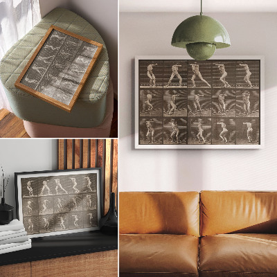 Poster pentru perete Plăcuța numărul 73. Întorcându-se prin surprindere și fugind (1887) de Eadweard Muybridge