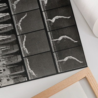 Poster Un bărbat stând în poziție culcat pe spate, în mâini. Fototip după Eadweard Muybridge, 1887.