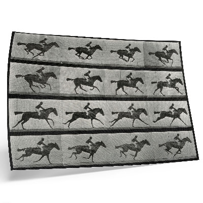 Poster retro Cal și călăreț în galop. Fototip după Eadweard Muybridge, 1887