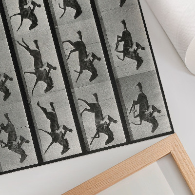 Poster retro Cal și călăreț în galop. Fototip după Eadweard Muybridge, 1887