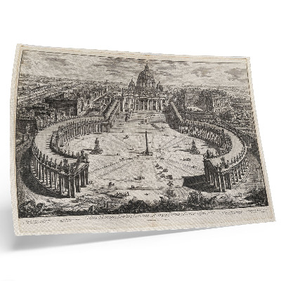 Poster Curtea din fața Vaticanului cu două colonade lungi și curbate, acoperite cu sculpturi