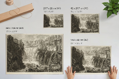 Poster pentru perete Vedere a Marii Cascade de la Tivoli, din Vederi ale Romei de Giovanni Battista Piranesi