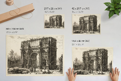Poster retro Vedere a Arcului lui Constantin din „Vederile Romei” de Giovanni Battista Piranesi