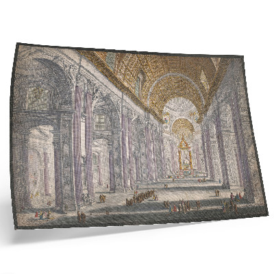 Poster Gezicht op het interieur van de Sint Pietersbasiliek te Vaticaanstad de anonim și Giovanni Battista Piranesi