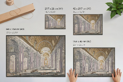 Poster Gezicht op het interieur van de Sint Pietersbasiliek te Vaticaanstad de anonim și Giovanni Battista Piranesi
