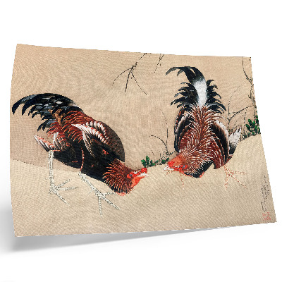Poster Tablouri de Katsushika Hokusai „Cocoși” (1838).