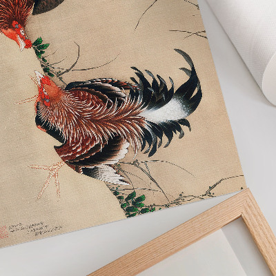 Poster Tablouri de Katsushika Hokusai „Cocoși” (1838).