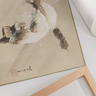 Poster Un pescar cărând o plasă în zăpadă (cca. 1821) în rezoluție înaltă de Katsushika Hokusai
