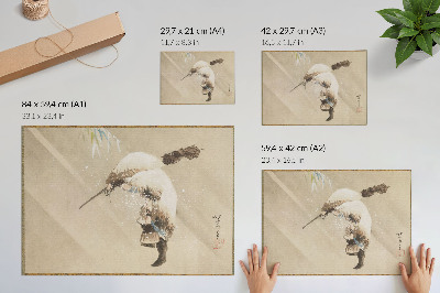 Poster Un pescar cărând o plasă în zăpadă (cca. 1821) în rezoluție înaltă de Katsushika Hokusai