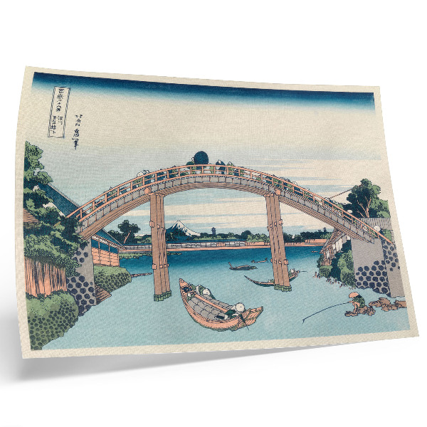 Poster pentru perete Vedere de sub podul Mannenbashi din Fukagawa, 1985, de Katsushika Hokusai