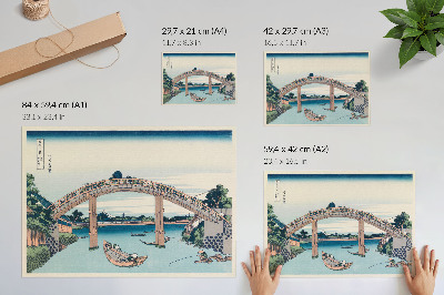 Poster pentru perete Vedere de sub podul Mannenbashi din Fukagawa, 1985, de Katsushika Hokusai