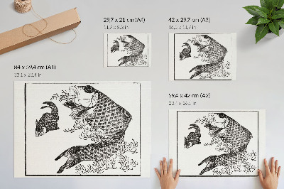 Poster Crapul lui Hokusai, o ilustrație japoneză a unui animal