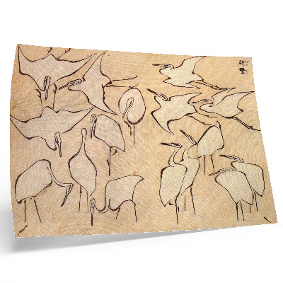 Poster retro Stârcii lui Katsushika Hokusai din „Lecții rapide de desen simplificat” (1823)