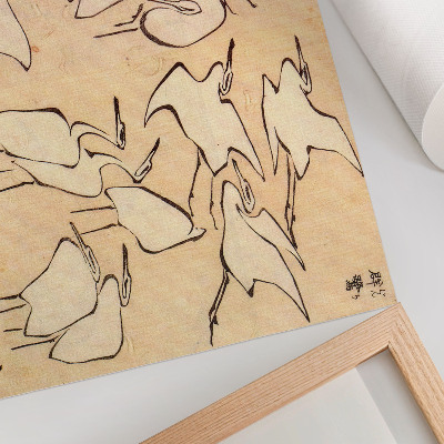 Poster retro Stârcii lui Katsushika Hokusai din „Lecții rapide de desen simplificat” (1823)