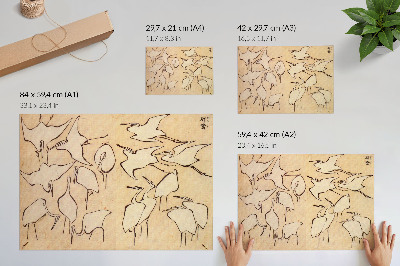 Poster retro Stârcii lui Katsushika Hokusai din „Lecții rapide de desen simplificat” (1823)