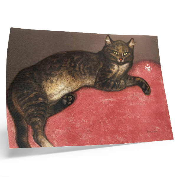 Poster retro L'Hiver Chat sur un Coussin (1909) imprimare cromolitografică de Théophile Alexandre Steinlen