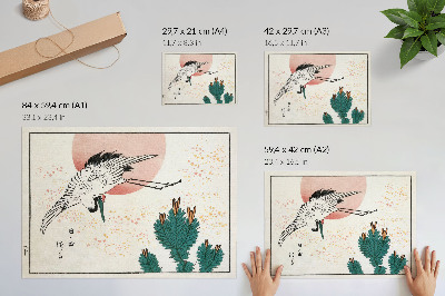 Poster Gravură în lemn cu macara japoneză (1826–1869)