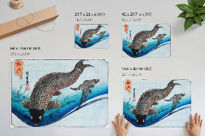 Poster pentru perete Crapi și carași (1830) de Utagawa Hiroshige