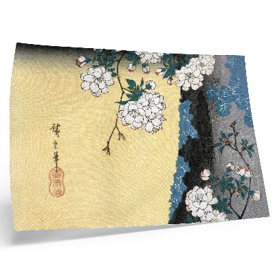 Poster retro Flori de cireș japoneze (1837) – gravură vintage pe lemn de Utagawa Hiroshige
