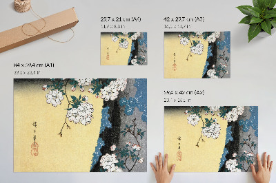 Poster retro Flori de cireș japoneze (1837) – gravură vintage pe lemn de Utagawa Hiroshige