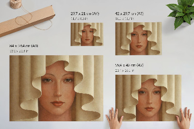 Poster retro O femeie într-un voal ondulat